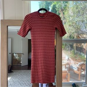 Enza Costa knit horizontal striped mini dress